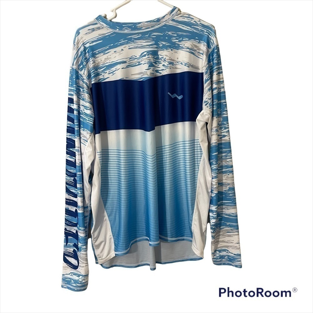 Wind rider long sleeve fishing shirt with polyester and spandex mens size L